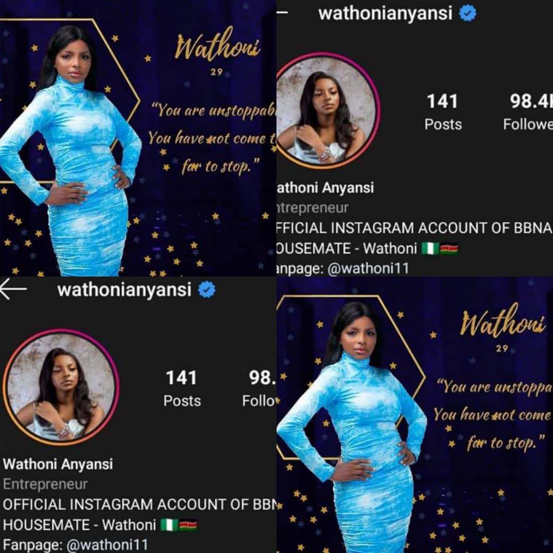 #BBNaijaLocdown2020: Wathoni Becomes 3rd Female Housemate To Be Verified On Instagram
