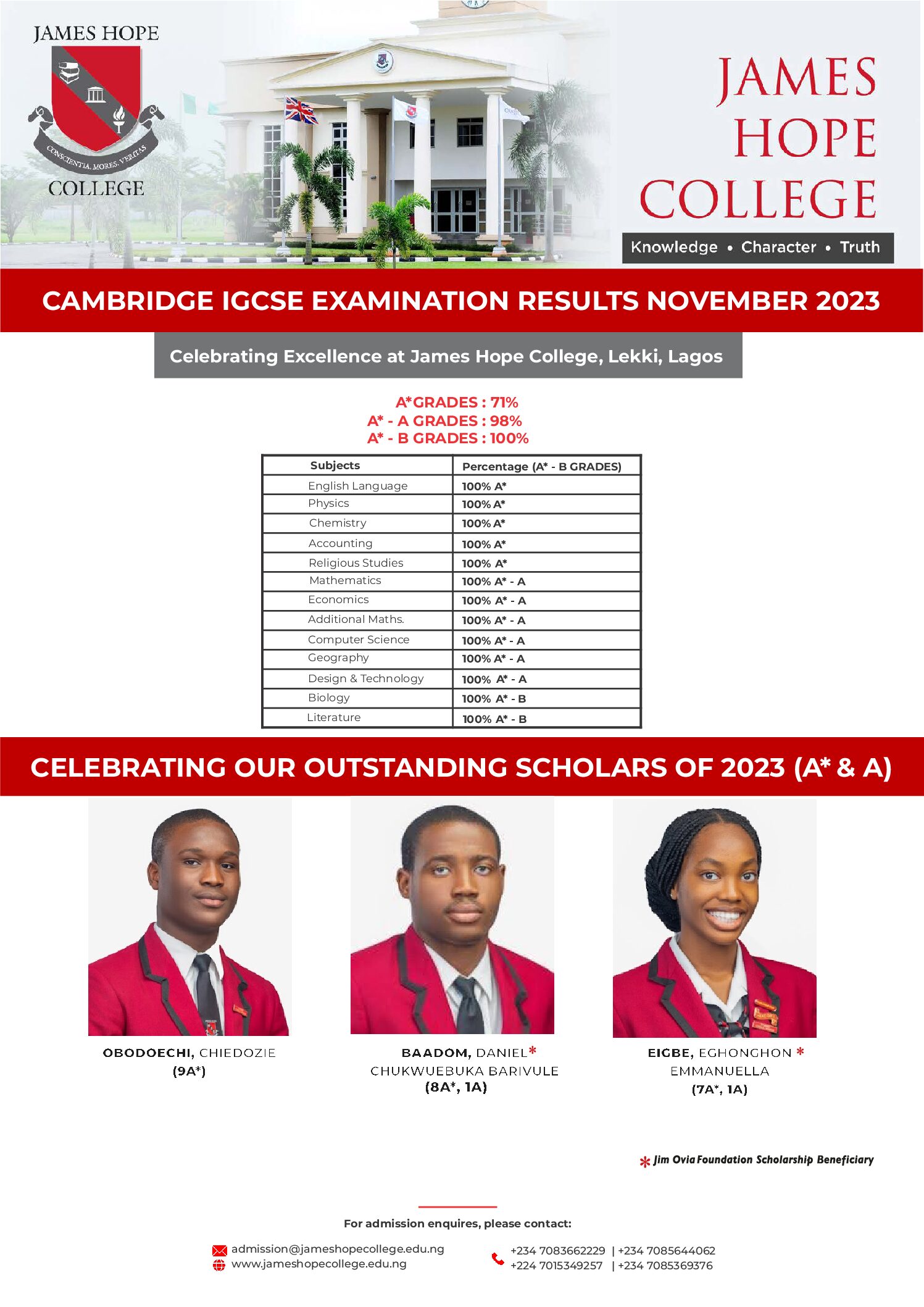 JUST IN: James Hope College Lagos Sets Record In November Cambridge IGCSE Examinations