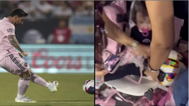 Little Kid Burst Into Tears As Lionel Messi's Free Kick Hits Her Her