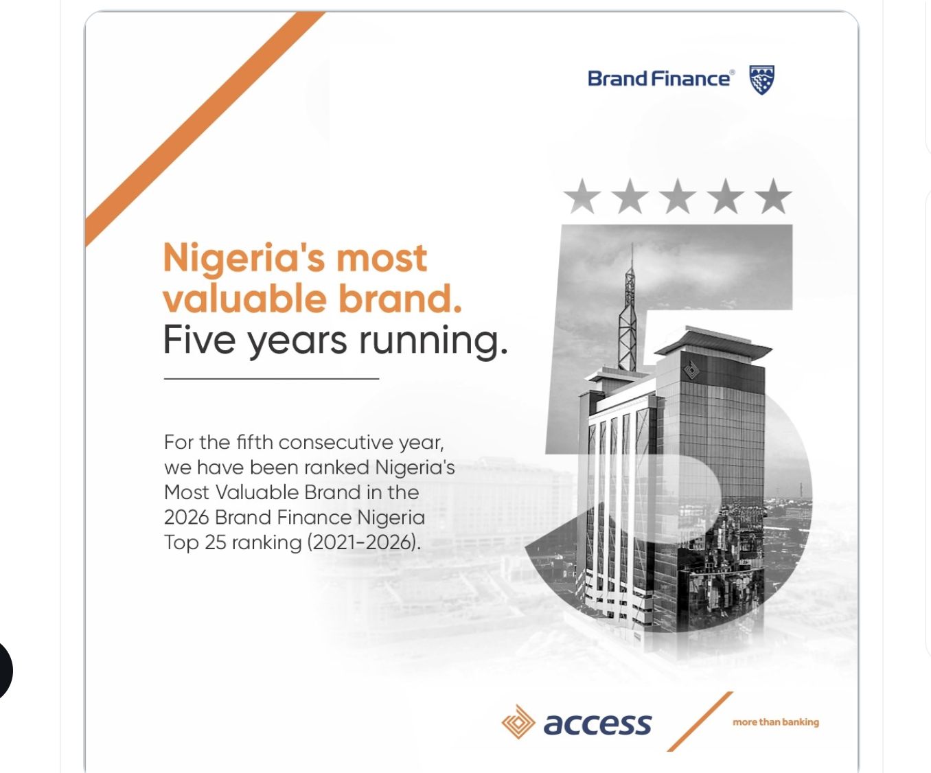 Access Bank Named Nigeria’s Most Valuable Brand For The Fifth Year Running
